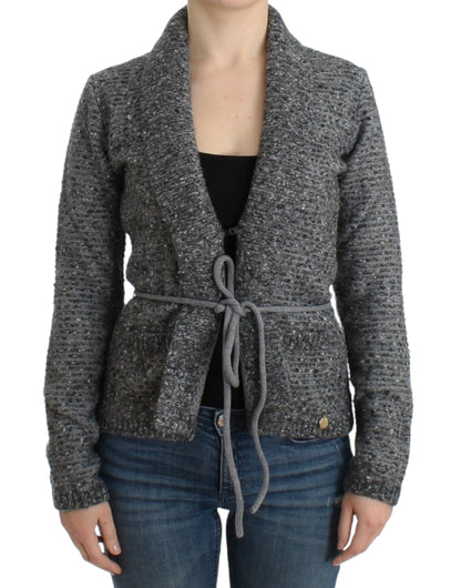 Gray wool knitted cardigan