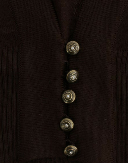 Brown cropped wool cardigan