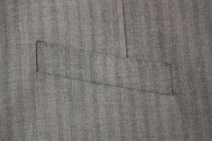 Gray Striped Wool Single Breasted Vest