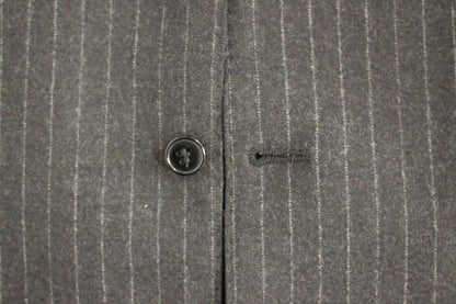 Gray Striped Wool Logo Vest Gilet Vests