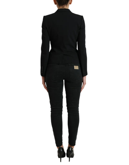 Black Wool Single Breasted Blazer Coat Jacket