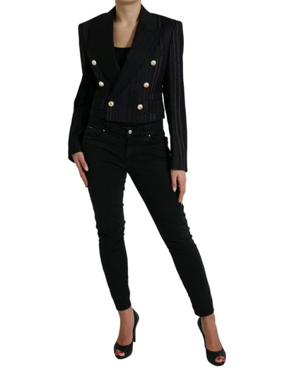 Black Striped SICILIA Double Breasted Jacket