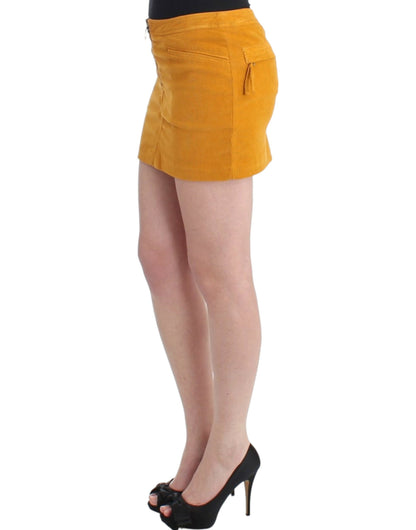 Yellow corduroy mini skirt