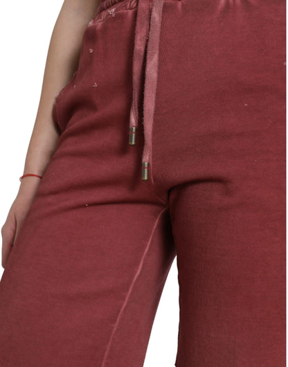Maroon Cotton High Waist Sweatshorts Shorts