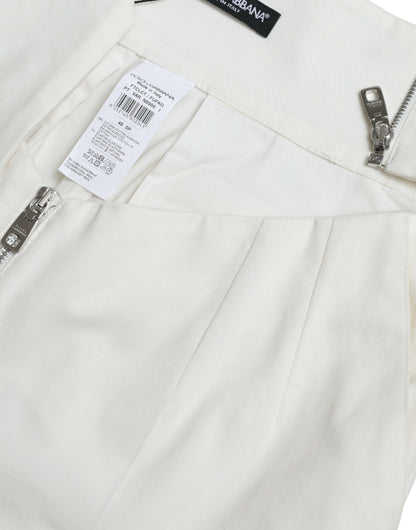 Black White Cotton Cut Out Waist Tapered Pants