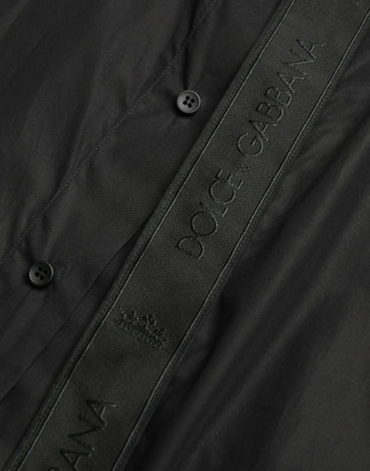 Black Cotton Logo Formal GOLD Dress Shirt
