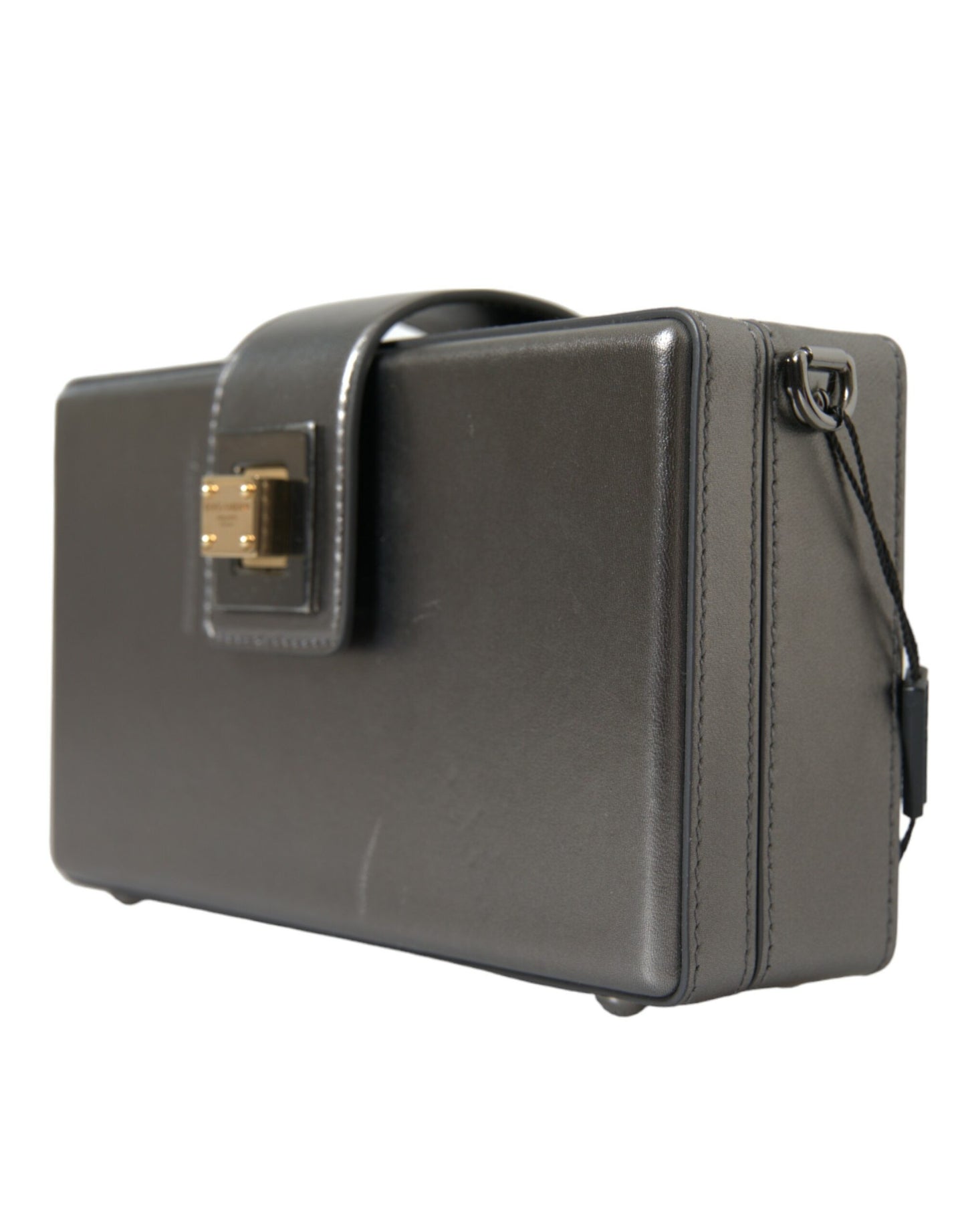 Metallic Gray Calfskin Leather DG BOX Shoulder Bag