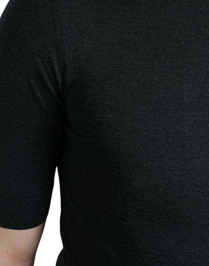 Dark Gray Crew Neck Short Sleeves T-shirt