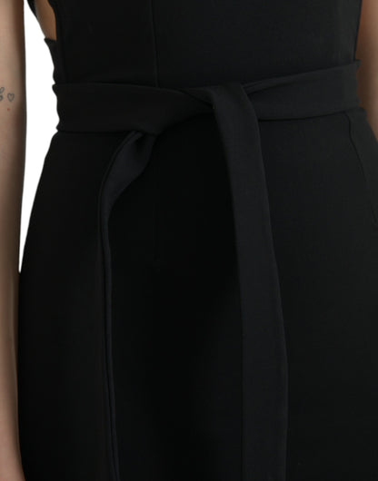 Black Sheath Halter Sleeveless Midi Dress