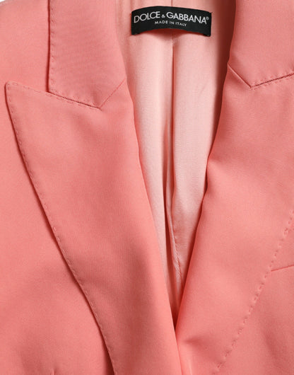 Pink Polyester Single Breasted Blazer Jacket