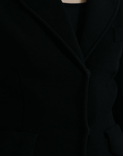 Black Viscose Single Breasted Blazer Jacket