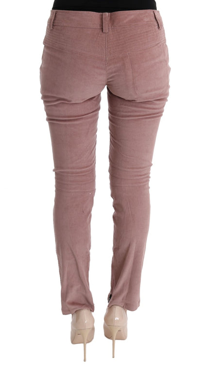 Pink Velvet Cropped Casual Pants