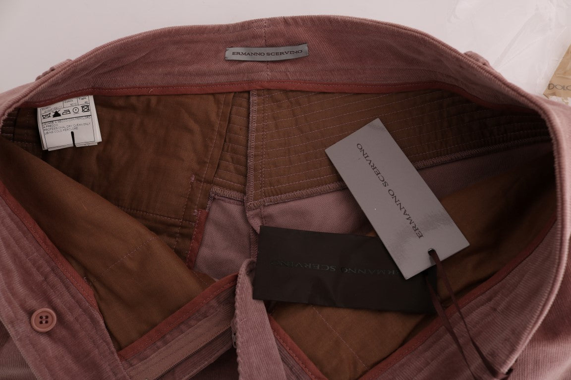 Pink Velvet Cropped Casual Pants