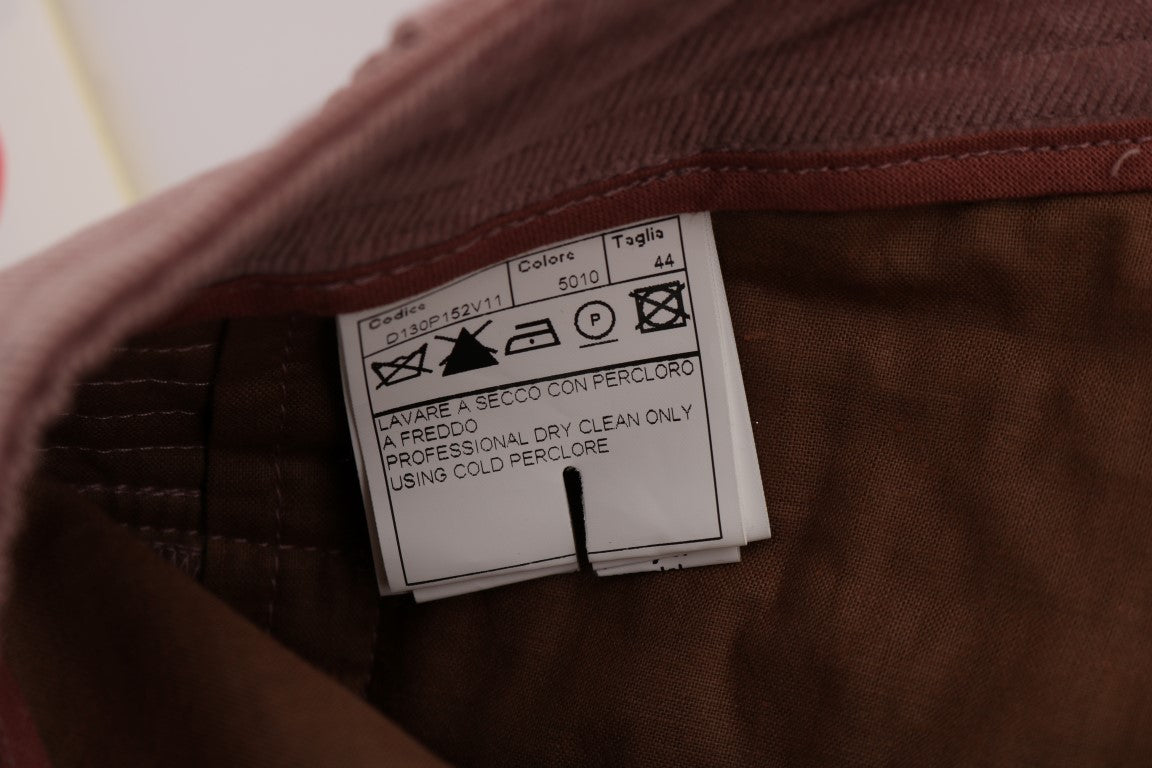 Pink Velvet Cropped Casual Pants