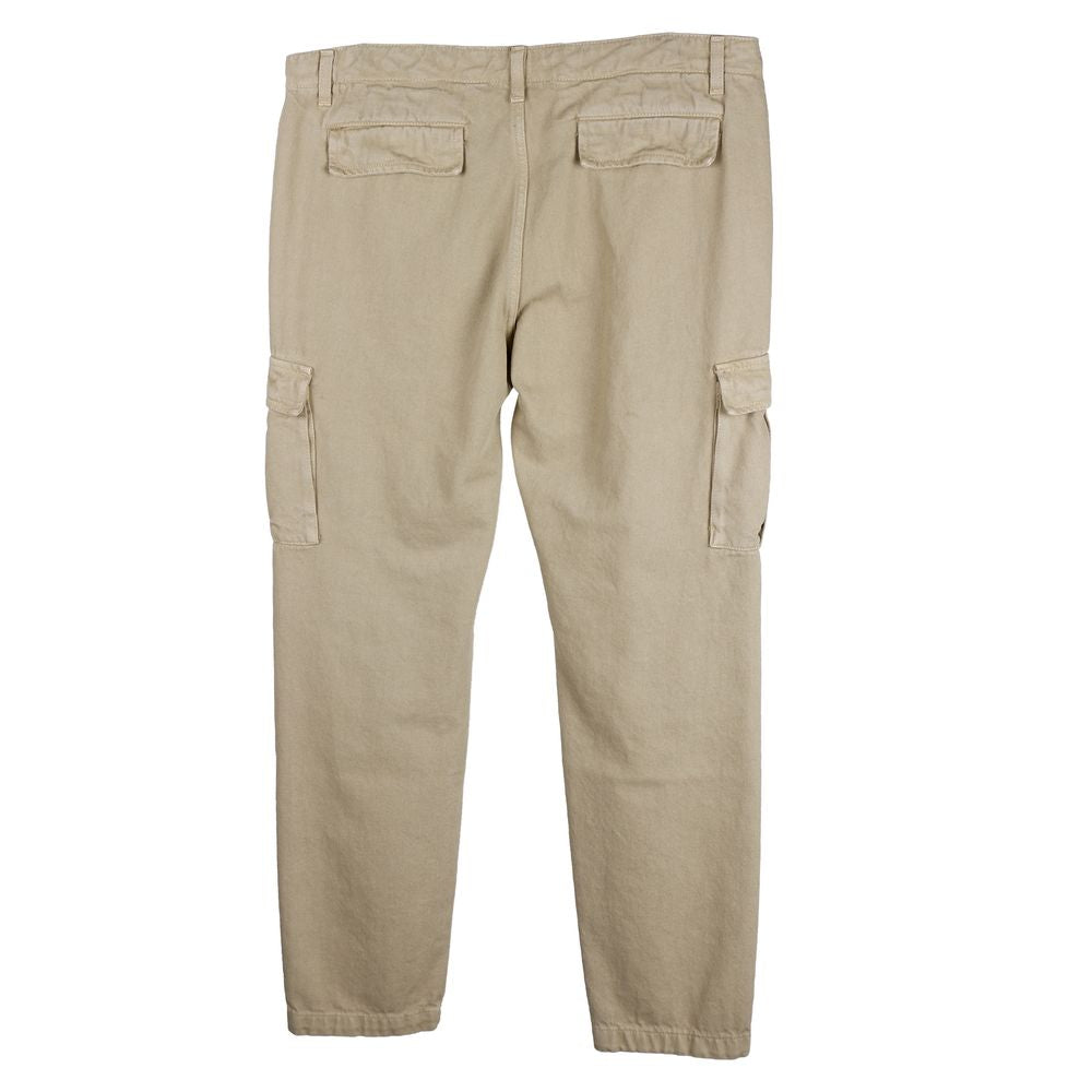Beige Cotton Men Pants