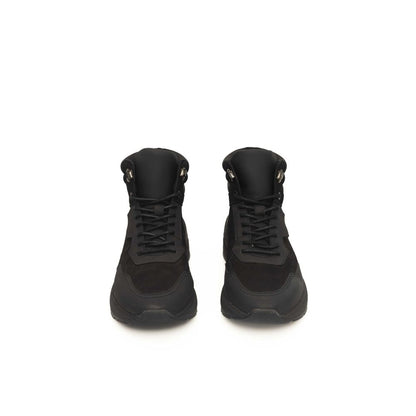 Black Cowhide Men's High Sneaker
