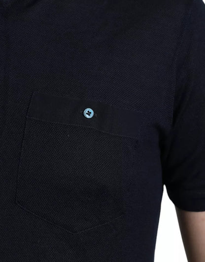 Polo Navy Blue Collared Silk Men T-shirt