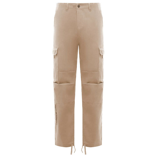 Beige Cotton Men Cargo Trouser