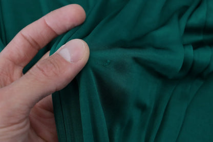 Dark Green Viscose Long Sleeve Midi Dress
