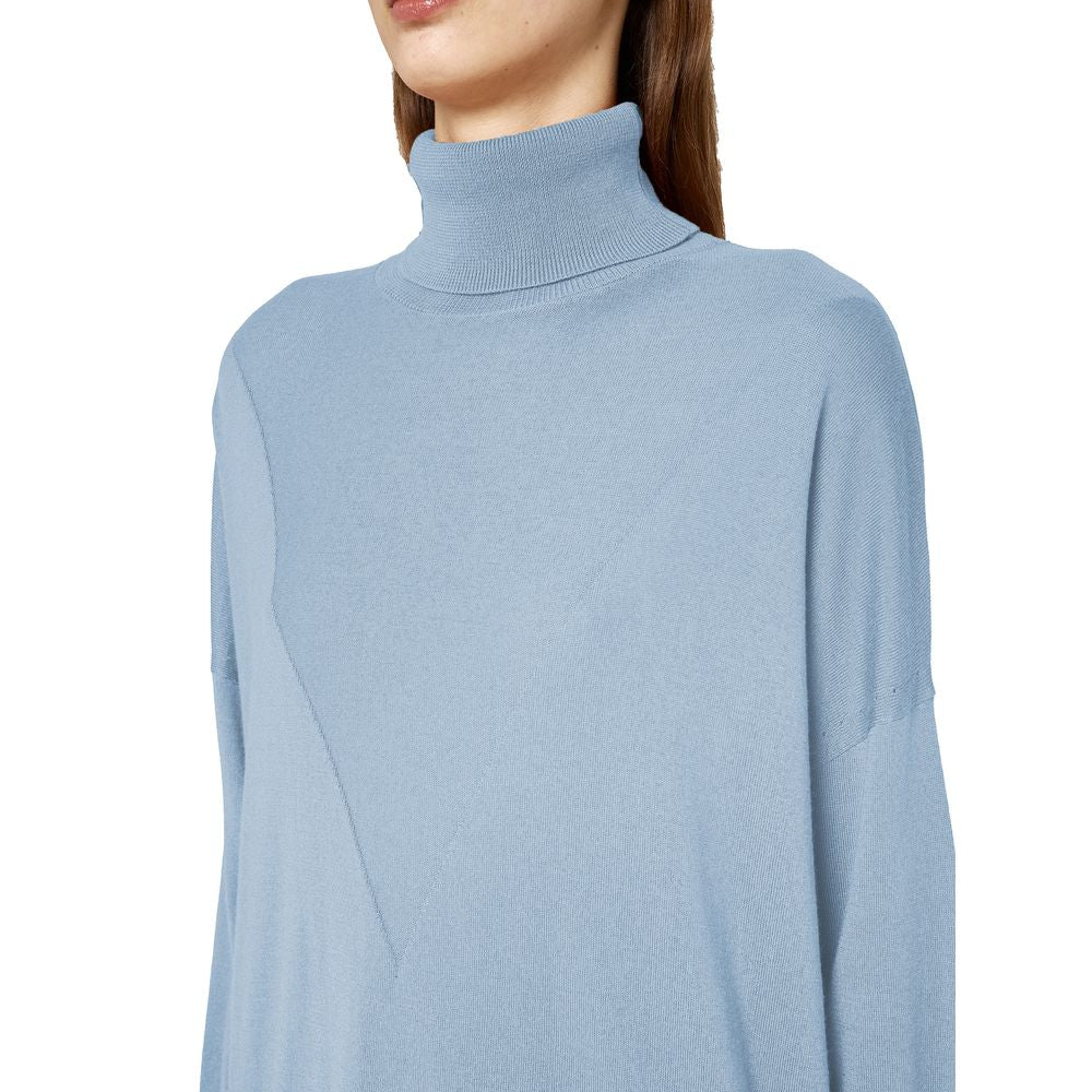Light Blue Silk Women Sweater