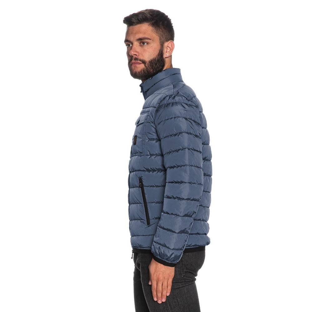 Blue Nylon Men Jacket