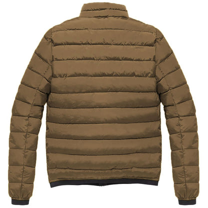 Brown Nylon Men Jacket