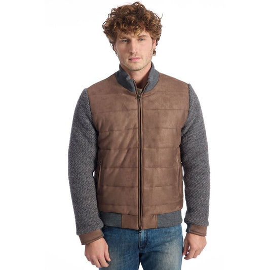 Brown Wool Men's Quilted Jacket