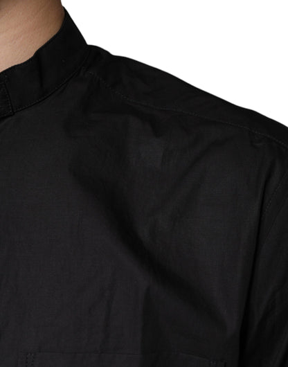 Black Cotton Button Down Men Casual Shirt