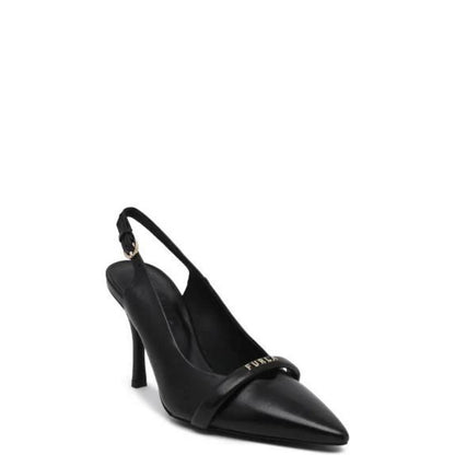 Black Leather High Heel Pumps