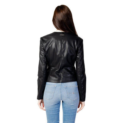 Black Polyester Leather Jacket