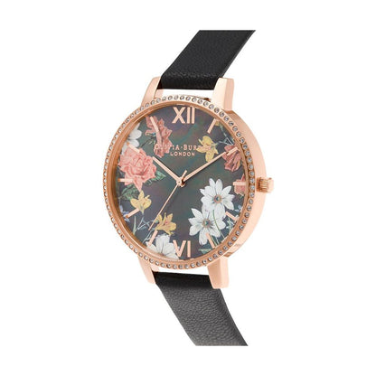 Black Artificial Leather Dress Watch