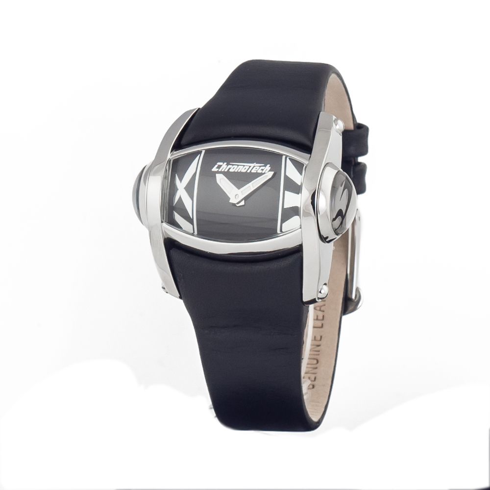 Black Leather Dress Watch