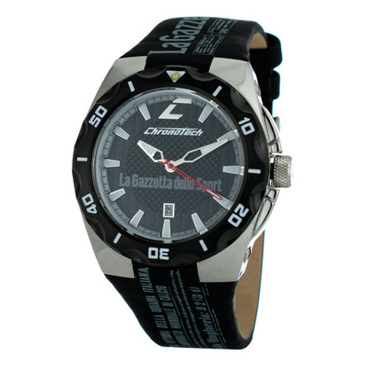 Black Leather Sport Watch