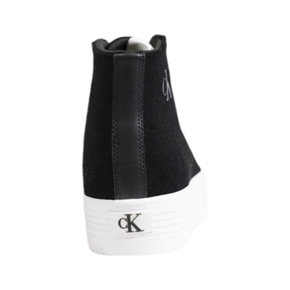 Black Suede Leather Platform Sneakers