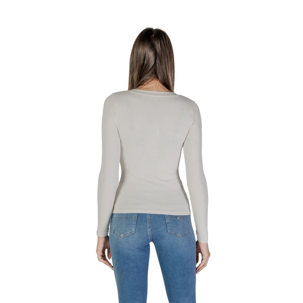 Cream Viscose Long Sleeve T-Shirt