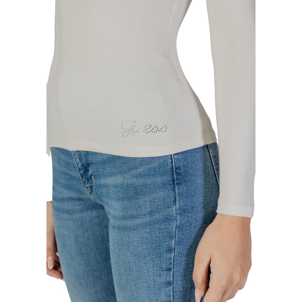 Cream Viscose Long Sleeve T-Shirt
