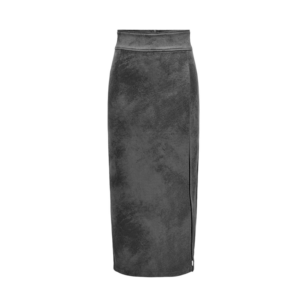 Gray Artificial Leather Skirt