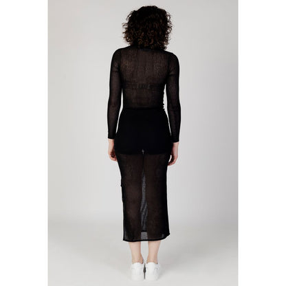 Black Marabou Long Dress
