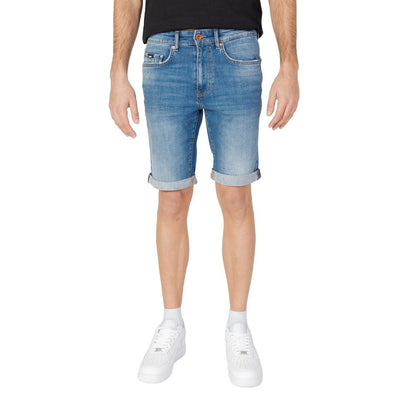 Blue Cotton Bermuda Shorts