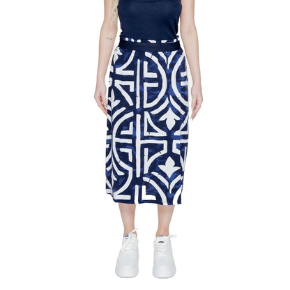 Blue Viscose Long Skirt