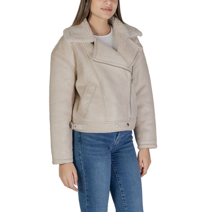 Beige Artificial Leather Jackets & Coat
