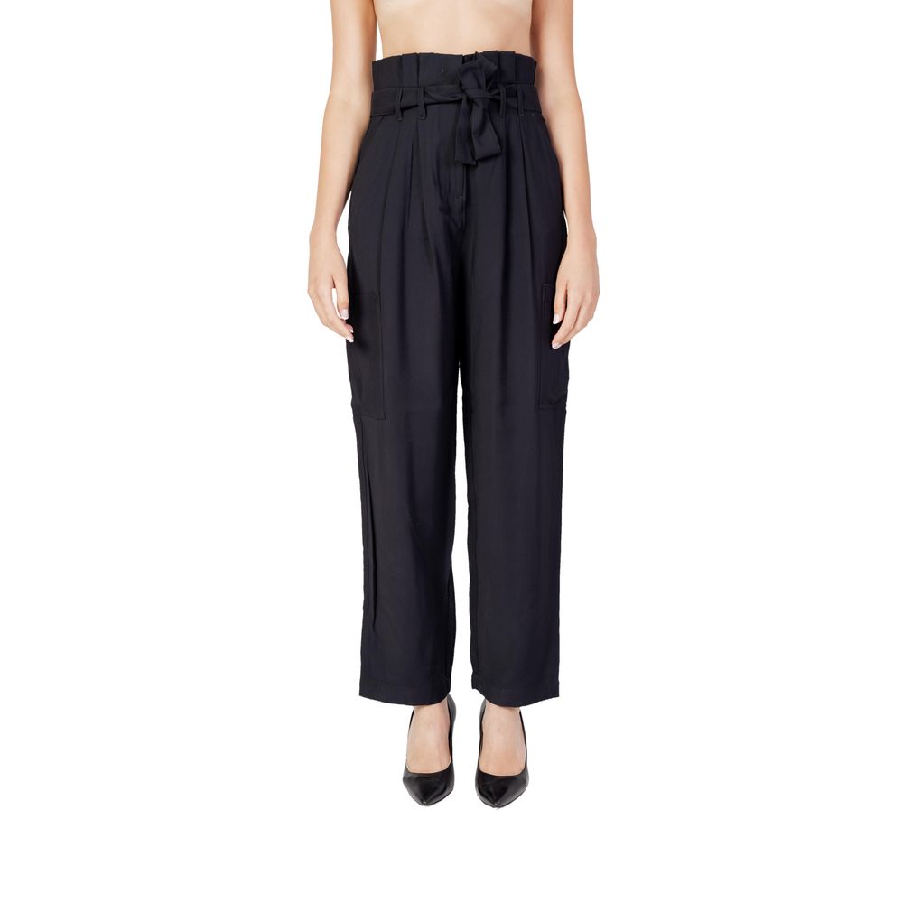 Black Viscose Casual Pants