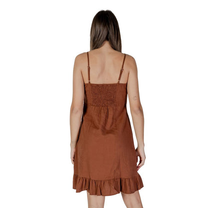 Brown Linen Midi Dress