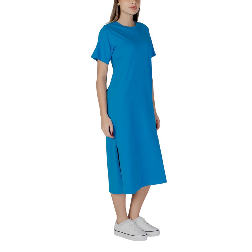 Blue Cotton Midi Dress