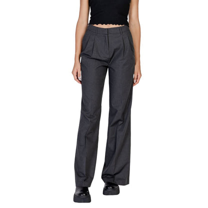 Gray Polyester Casual Pants