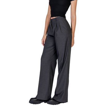 Gray Polyester Casual Pants