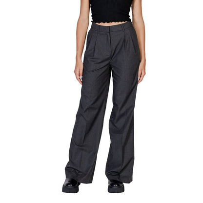 Gray Polyester Casual Pants