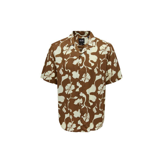 Brown Viscose Shortsleeve Shirt