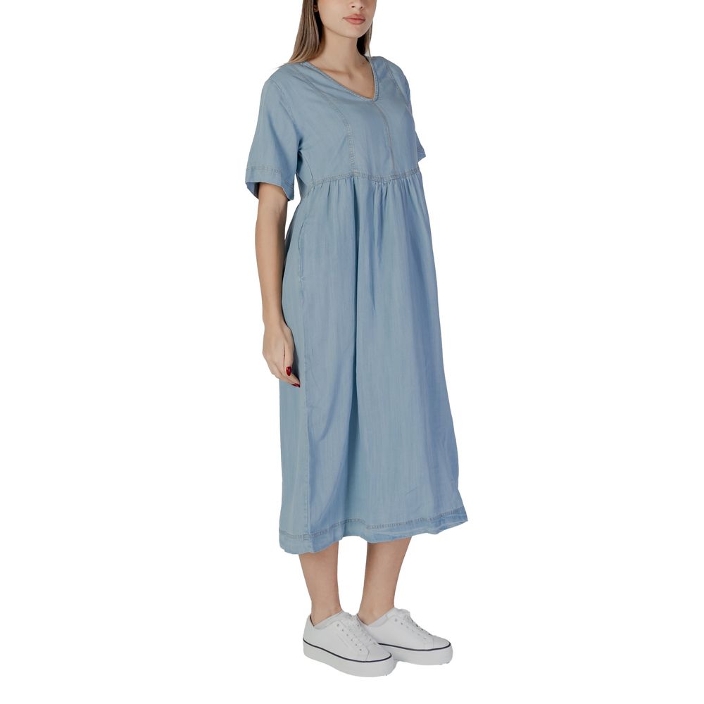 Light Blue Cotton Long Dress