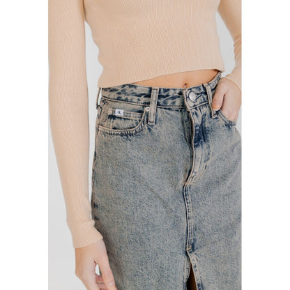 Blue Cotton Long Skirt